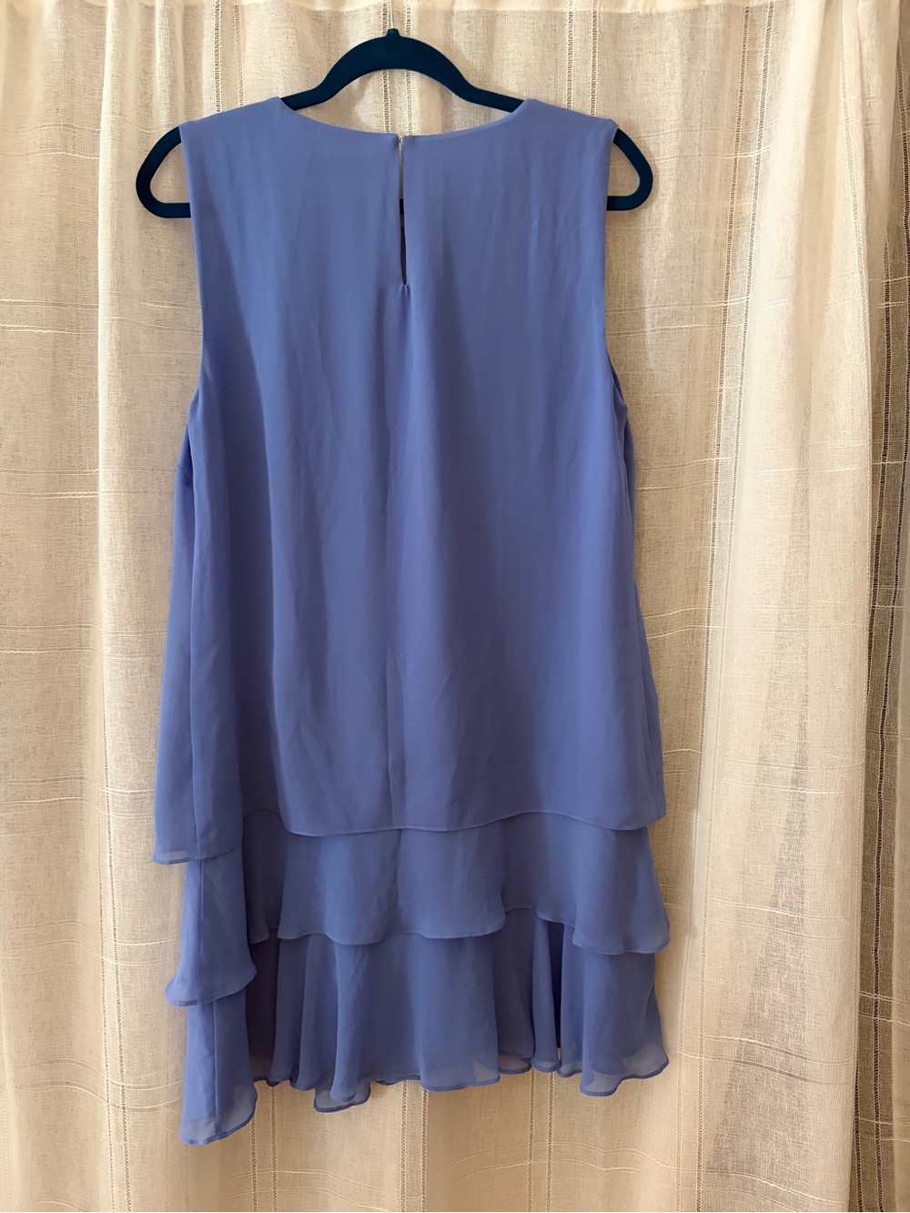 Lauren Ralph Lauren Periwinkle Sleeveless Tiered Chiffon High-Low Dress size 12 - Picture 2 of 6